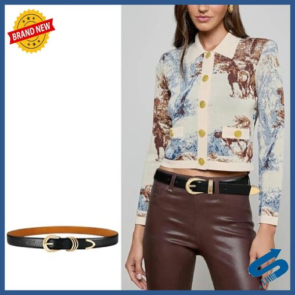 Adjustable Leather Belt with Gold Buckle for Jeans Dresses Pants main image 6
